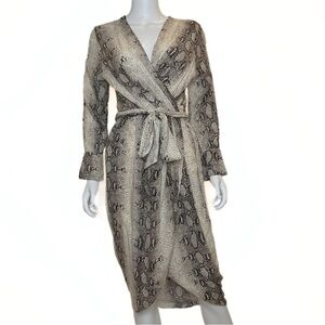Paper Heart Snake Print Draped Wrap Dress Womens SZ M Bold Chic Edgy Coquette